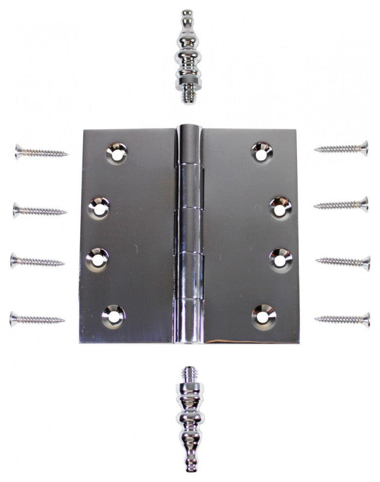 Chrome Solid Brass Cabinet Hinge Temple Tip 4" |