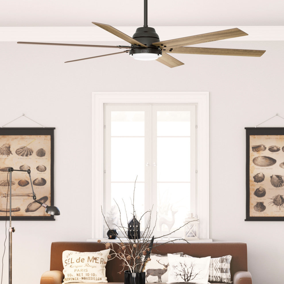 WiFi Gravity Ceiling Fan, LED Light Kit and Handheld Remote, Noble Bronze, 72"