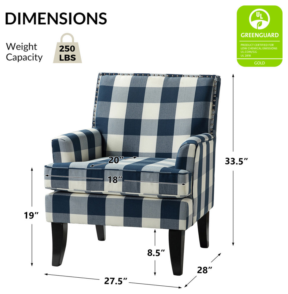 Herrera Classic Armchair With Pattern, Buffalo Navy