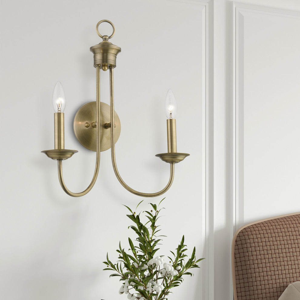 Estate 2 Light Antique Brass Double Sconce