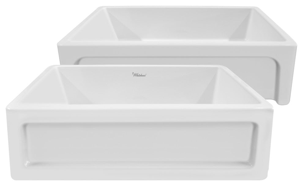 Whitehaus WHQ5550-WHITE 33 Inch Reversible Farmhouse Kitchen Fireclay Sink