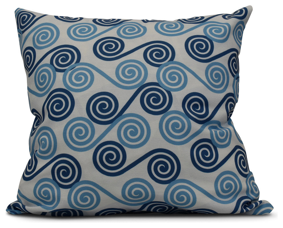 Rip Curl, Geometric Print Outdoor Pillow, Blue, 16"x16"