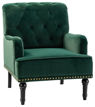 Upholstered Accent Armchair With Nailhead Trim, Green