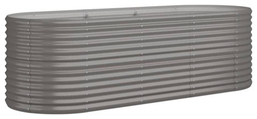 vidaXL Raised Garden Bed Outdoor Raised Flower Bed Galvanized Steel Planter Gray