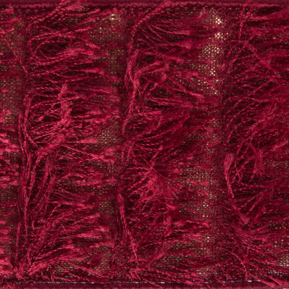 Vickerman Q201960 2.5"X10 Burgundy Fringe With Gold Backing Christmas Ribbon