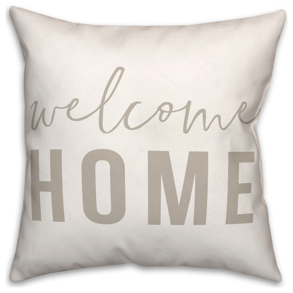 Welcome Home on White 18x18 Indoor/Outdoor Pillow