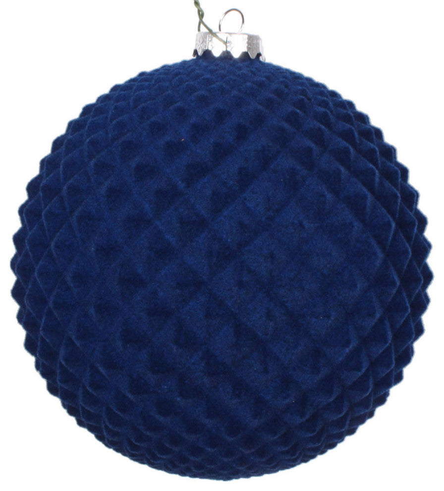 Vickerman Mt197131D 5" Midnight Blue Flocked Durian Ball Ornament, 2 Per Bag