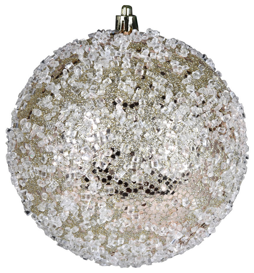 Vickerman N190438D 8" Champagne Glitter Hail Ball Ornament