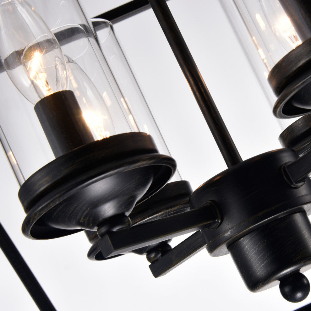 Viera Modern Black Brushed Coffee 4-Light Chandelier