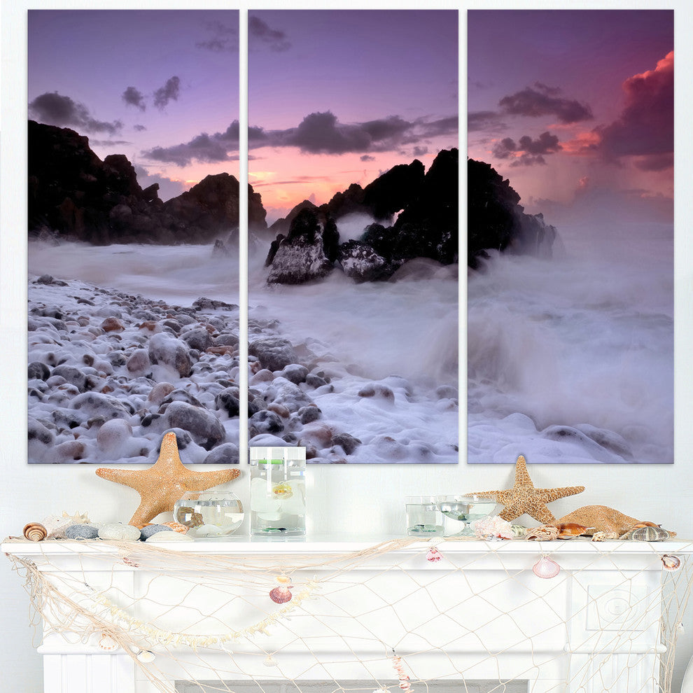 "White Sand at Abano Beach Portugal" Metal Wall Art, 3 Panels, 36"x28"