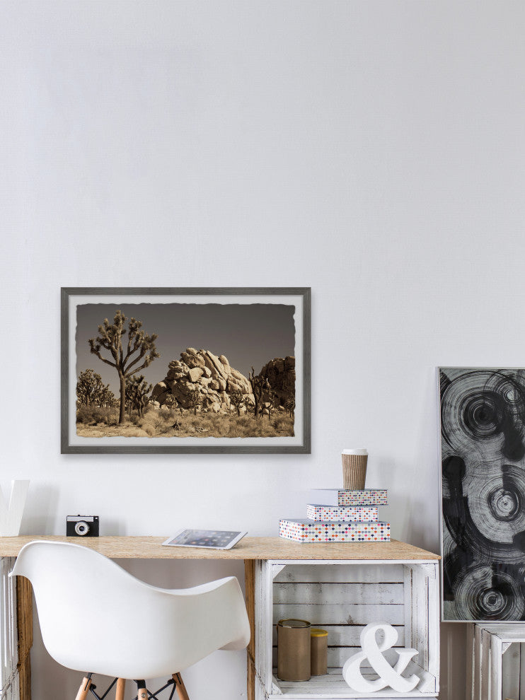 "Cactus and Rocks" Framed Painting Print, 24x16