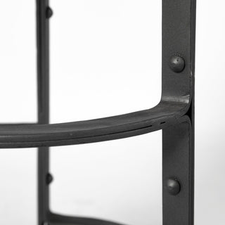 Neo Dark Brown Solid Wood Seat with Black Metal Frame Counter Stool