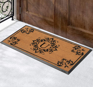 A1HC Hand-Crafted 24"x48" Rubber Coir Double/Single Monogrammed, U