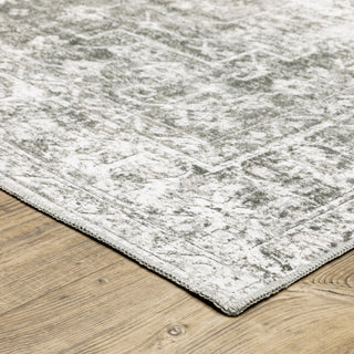 Michaela Machine Washable Distressed Grey/ Ivory Area Rug, Grey, 7'6"x10'