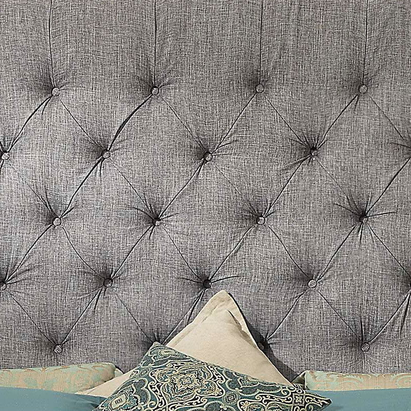 Felisa Upholstered Wingback Headboard, Gray, Full