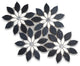 Nero Marquina Marble Wildflower Waterjet Mosaic Tile White Gray Honed, 1 sheet