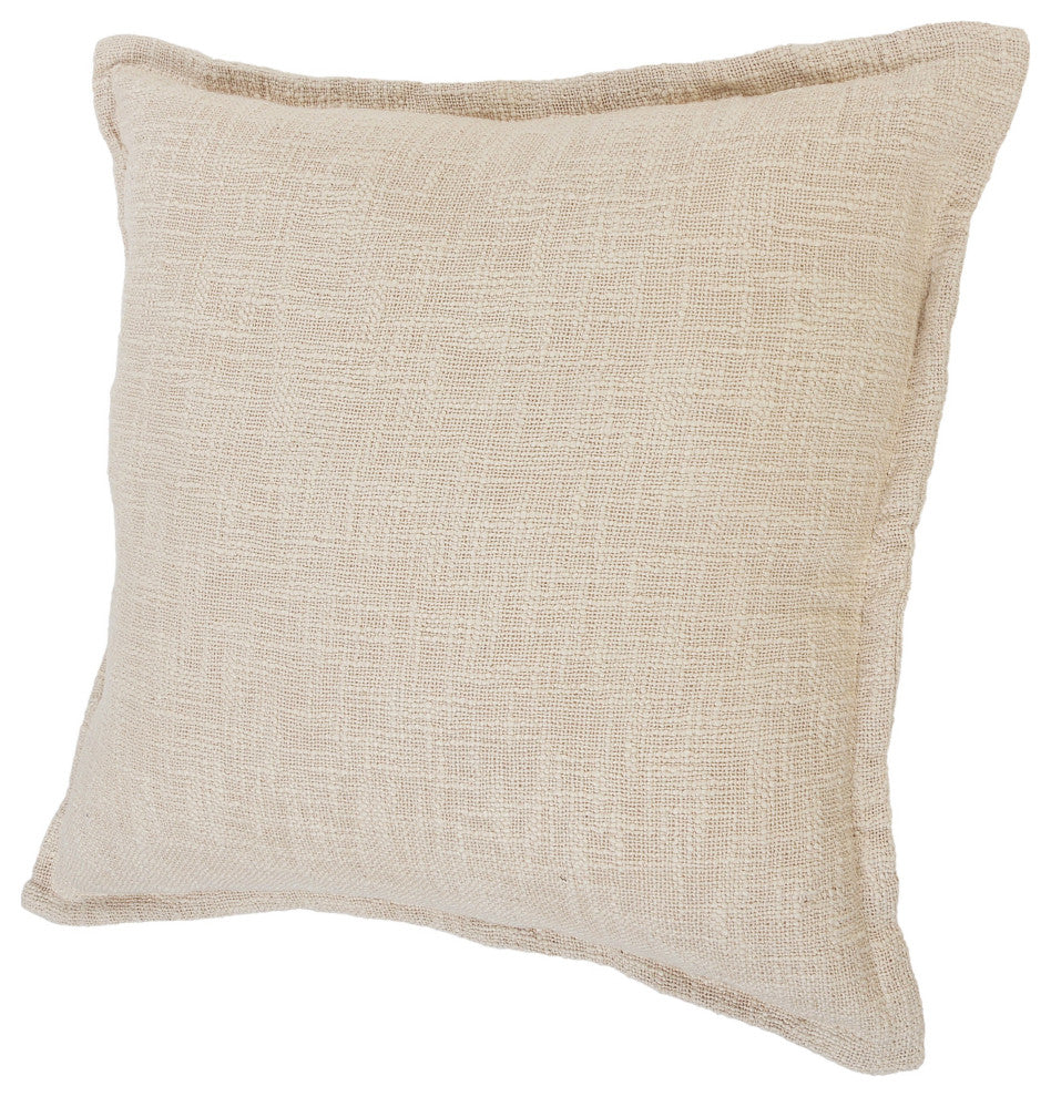 Ox Bay Handwoven Beige Solid Organic Cotton Pillow Cover, 20"x20"