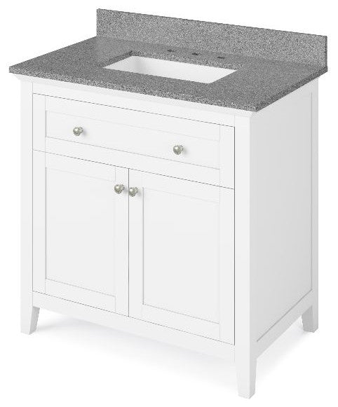 Chatham Traditional 36" White Single Sink Vanity, Steel Grey Cultured Marble Van