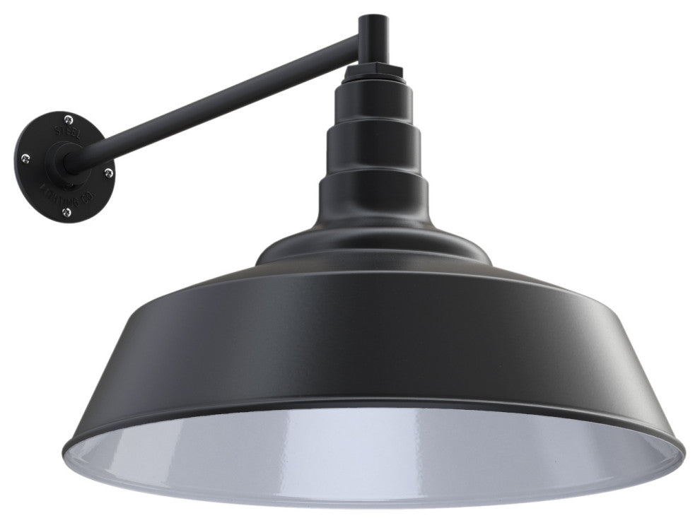 Redondo 20" Large Steel Barn Light with 20" Straight Arm Mount, Matte Black