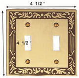 4 Victorian Switch Plate Double Toggle Antique Solid Brass |