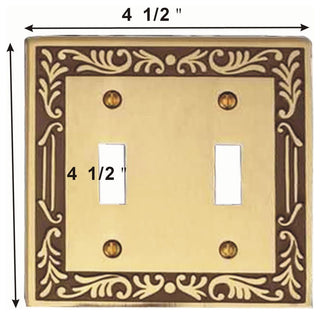 4 Victorian Switch Plate Double Toggle Antique Solid Brass |