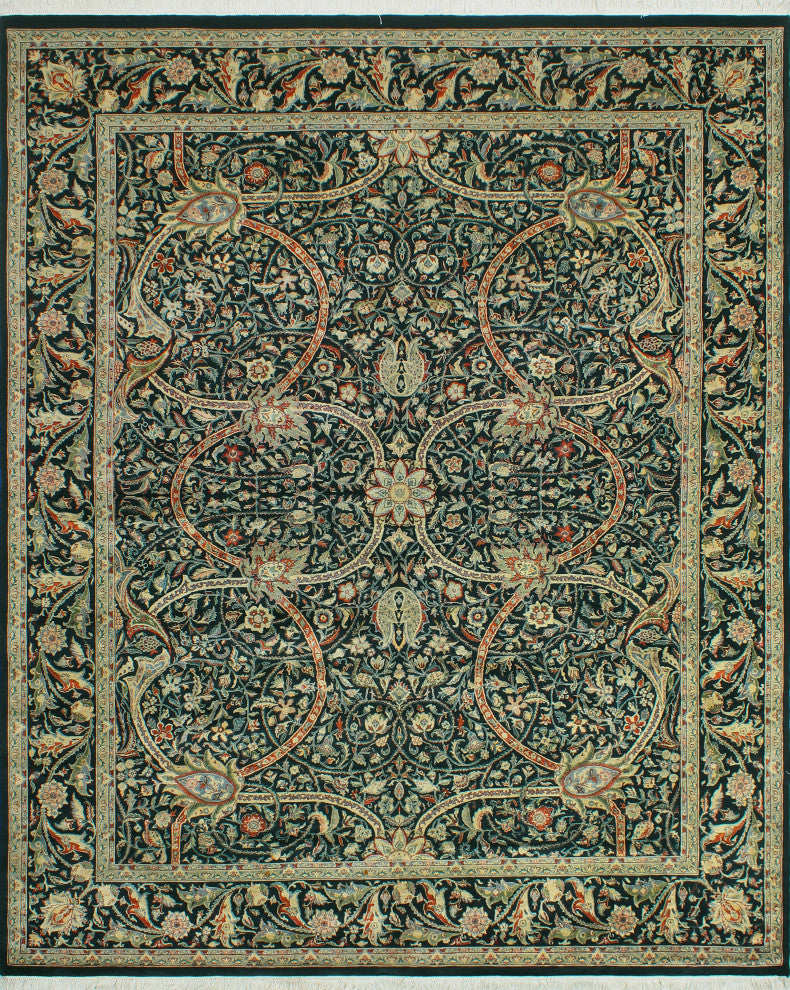 Pak-Persian Cingeswi Black/Green Rug, 8'0x10'2