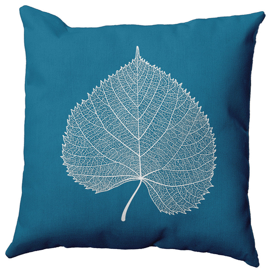 Leaf Study Indoor/Outdoor Throw Pillow, Unreal Teal, 20"x20"