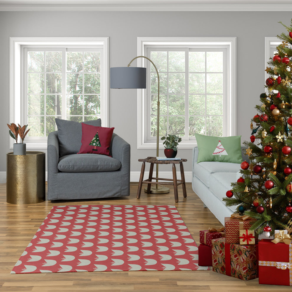 Crazy Christmas Decorative Throw Pillow, Brick Red, 18"x18"