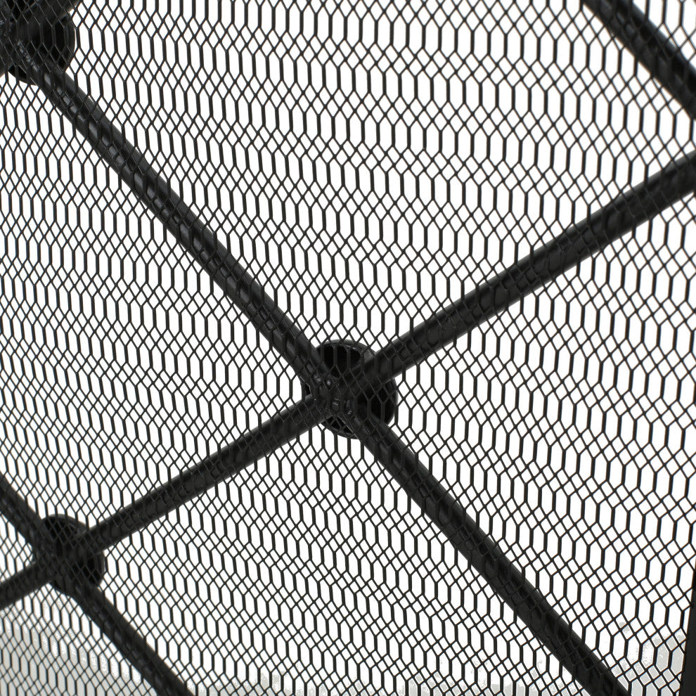 GDF Studio Chamberlain 3 Paneled Iron Fireplace Screen, Black