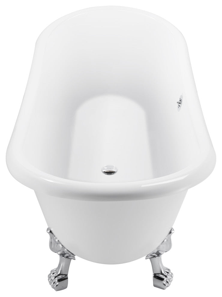 67 in Acrylic Freestanding Bathtub With Clawfoot, Contemporary Soaking Tub, White