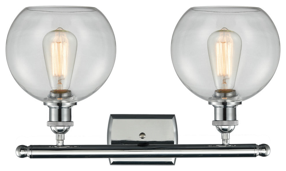 Ballston Athens 8" - 2 Light 18" Bath Vanity Light, Polished Chrome, Clear