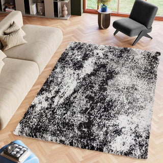 Shag Ridley Gray/Black Rug, Gray, 4'3"x6'