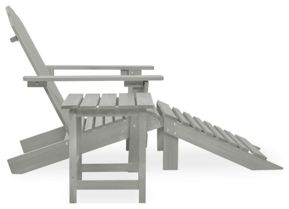 vidaxL Patio Adirondack Chair With OttomanandTable Solid Fir Wood Gray