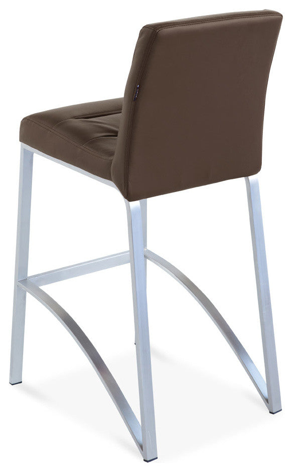 Lynx Counter Height Contemporary Stool With Metal Base, Brown