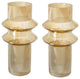 Benzara BM284993 S/2, Glass Vases, Tall Round Cylinders, Yellow, Clear Finish