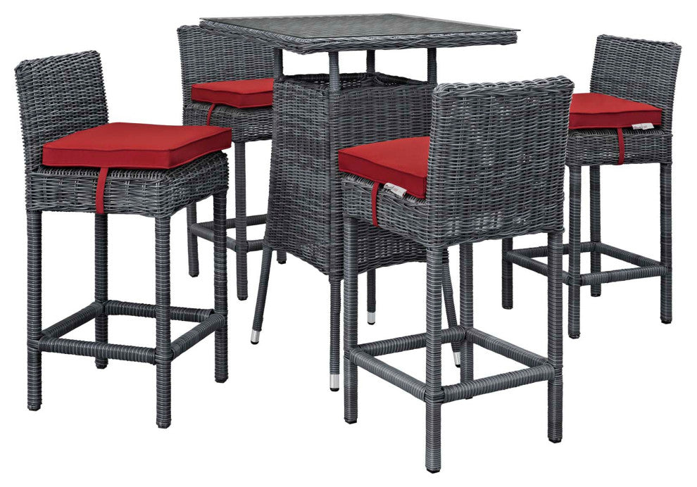 Summon 5 Piece Outdoor Patio Sunbrella  Pub Set