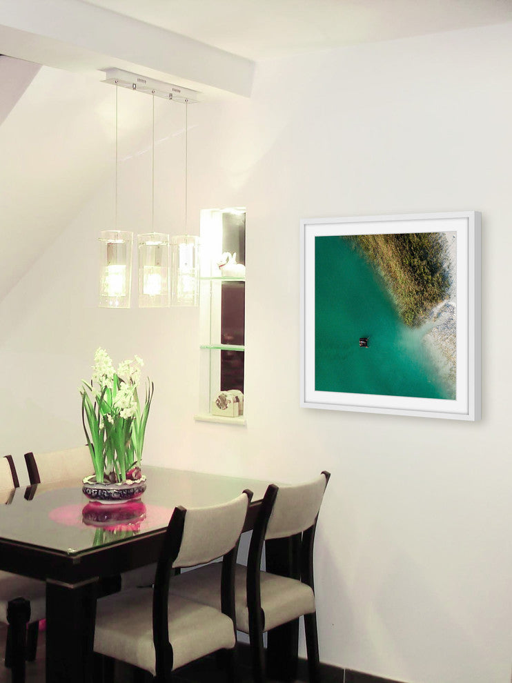 "Aqua Lake" Framed Print by Karolis Janulis