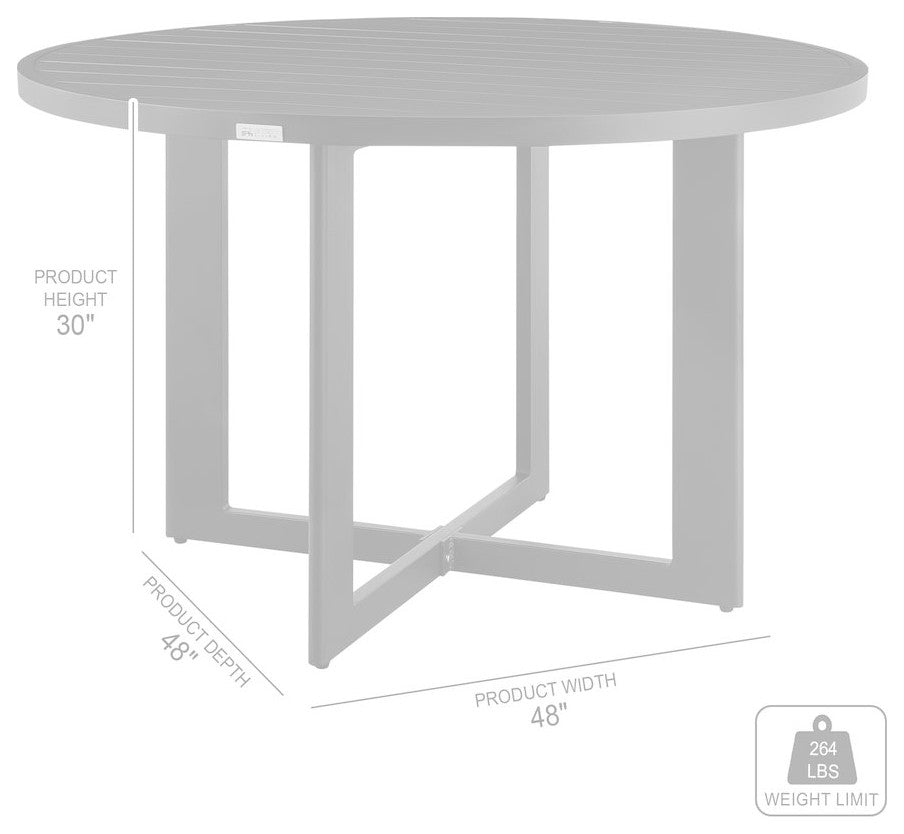Cayman Outdoor Patio Round Dining Table in Aluminum