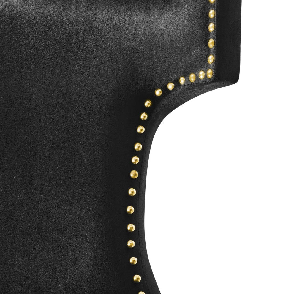 Dining Chair, Nailhead, Set of 2, Black, Velvet, Modern, Bistro Hospitality