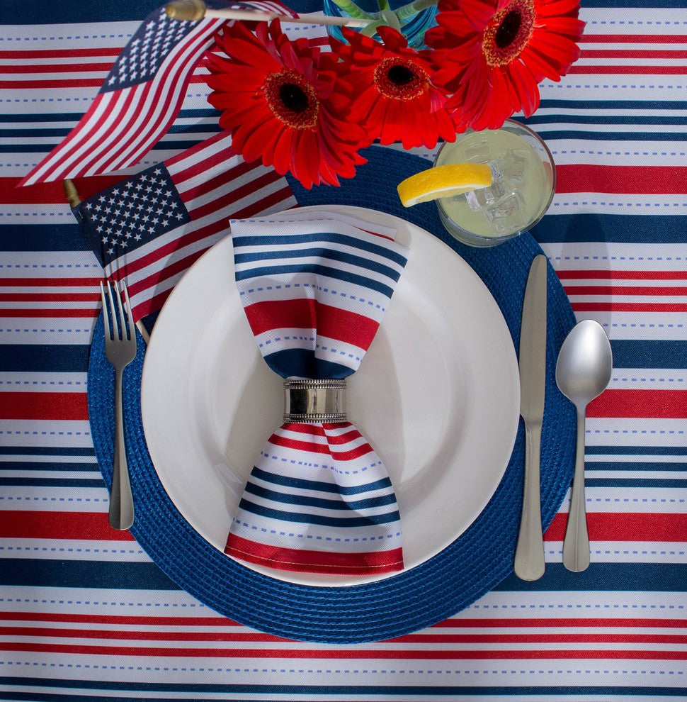 DII Patriotic Stripe Outdoor Tablecloth 60" Round