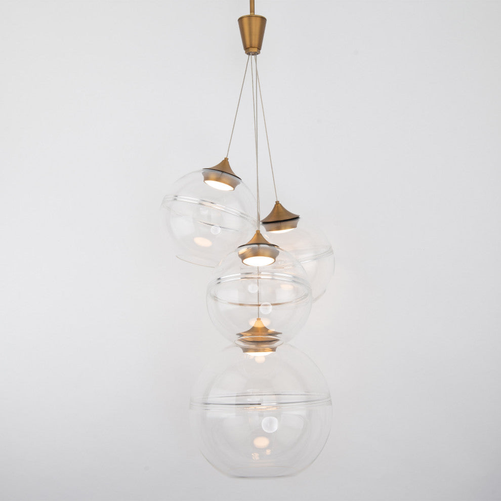 Bistro LED 3000K, Aged Brass, Chandelier, 4-Light