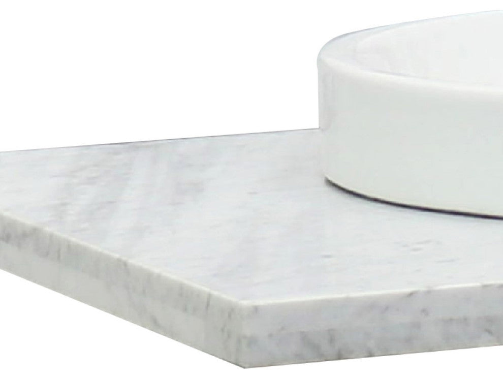 61" White Carrara Countertop and Single Round Sink