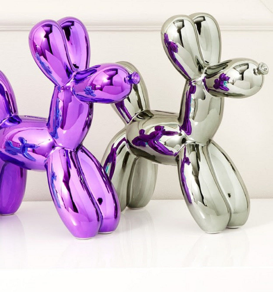 Interior Illusions Plus Ceramic Dog Piggy Bank - 12" tall, Silver