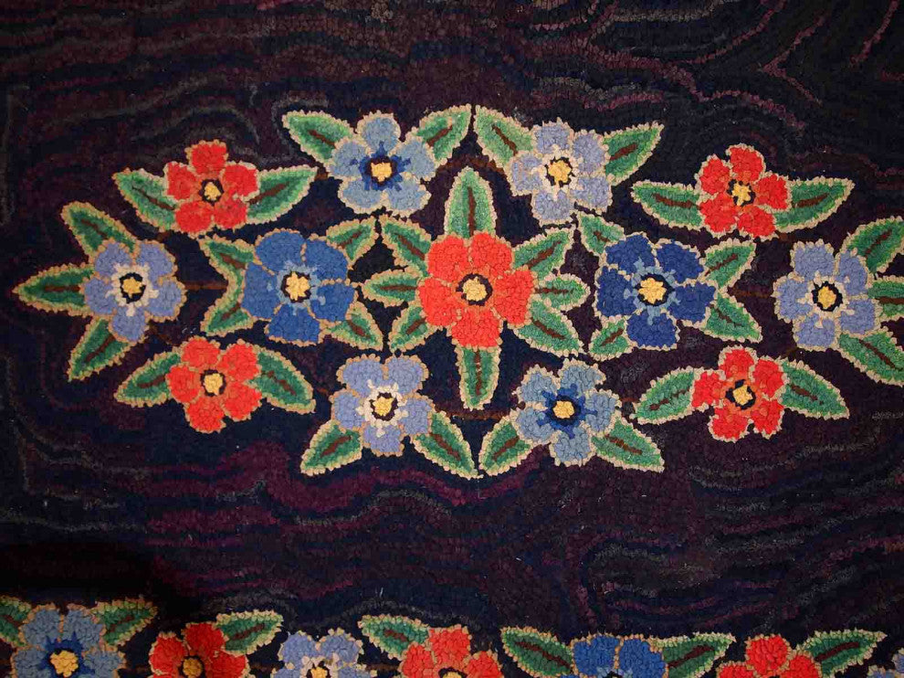 Handmade Antique American Hooked Rug, 3.4'x5.4', 103cmx166cm 1920s