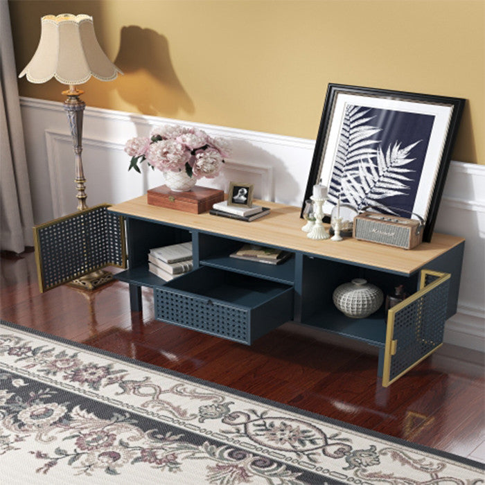 Modern 2 Cabinets TV stand 50 inch TV benches with Carbonized Bamboo