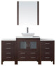 Dior 66" Single Bathroom Vanity, Espresso With White Engineered Stone