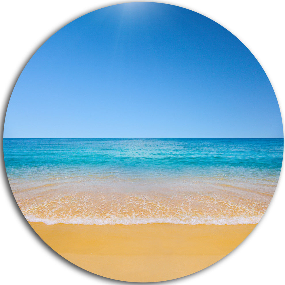Dark View Of Tropical Beach, Seashore Photo Disc Metal Artwork, 23"