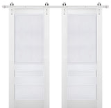 Double Barn Door 48 x 84, Veregio 7411 White, Silver 13FT