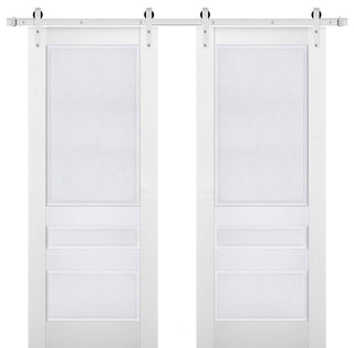 Double Barn Door 48 x 84, Veregio 7411 White, Silver 13FT