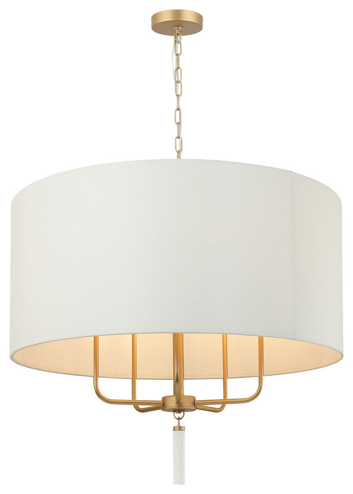 Secret Agent 5-Lt Pendant - Painted Gold/White Leather